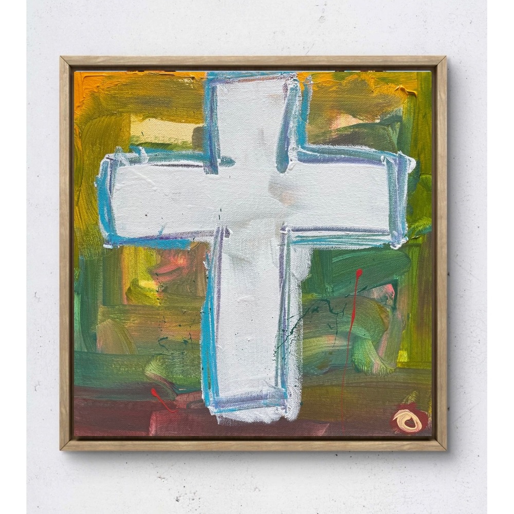 Oman Original Painting SALVATION 12x12 Abstract Cross Spiritual Christian Fine